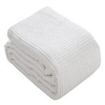 Couverture en coton nid d'abeille blanche - Twin