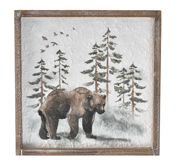 Framed Woodland Animal Wall Decor - Bear