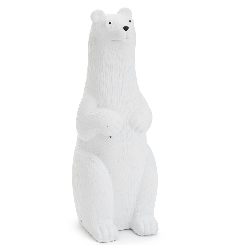 Decorative Cement Bear - White