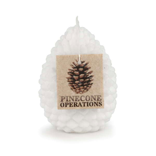 white Small Pinecone Candle for your holiday decorations or centerpiece