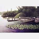 Canva painting interior decor for interior wall decor lily and boats. Peacefull scene