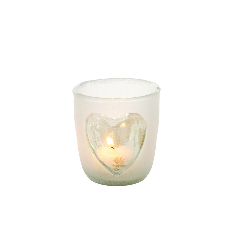 Frosted Heart Votive - White