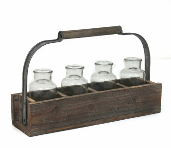 Handle Crate With Bottles - Wood