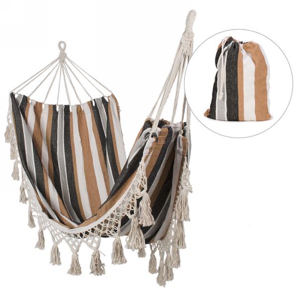 Hanging Hammock With Pouch - Black, White and Ocher
