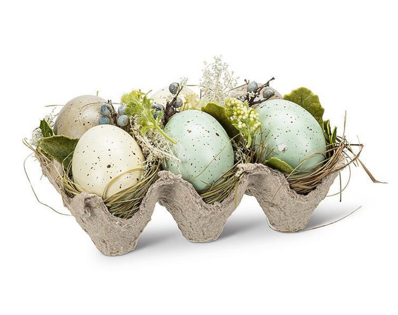 Eggs & Feathers in Crate - Green