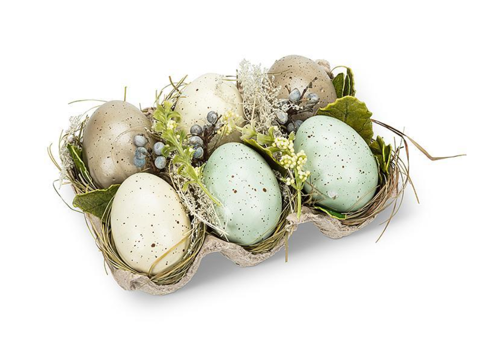 Eggs & Feathers in Crate - Green